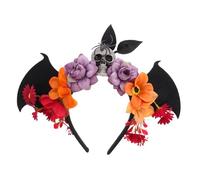 FRCOLOR Halloween Headwear Costume Accessories Skull Flower Crown With Bat Wings Lightweight Masquerade Headband For Cosplay Day Of The Dead Party
