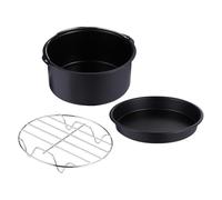 FRCOLOR Kit Accessori Friggitrice ad Aria 3 Pezzi, Cestino per Torte 16 Cm in Acciaio Inox, Utensili da Forno Multifunzione Adatti a Cottura al Vapore e Barbecue, Lavabili