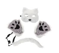 FRCOLOR Maschera Furry Animale per Cosplay Accessori Costume da Halloween con Paws Maschera Volpe Fluffy per Feste e Eventi