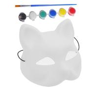 FRCOLOR Maschera Gatto Bianca in Plastica, Versione con Rete