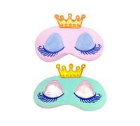 FRCOLOR Maschera per Occhi Corona e Ciglia Lunghe in Peluche Set 2 Pezzi Rosa e Blu Accessorio per Dormire Morbido e Leggero Fascia Regolabile per Yoga Viaggi e Riposo per Ragazze e