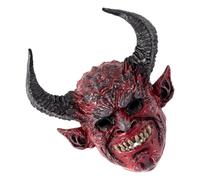 FRCOLOR Maschera Rossa da Diavolo Corna per Halloween in Schiuma Fascia Elastica, Copricapo Unico e Spaventoso per Adulti per Occasioni a Tema e Feste in Maschera