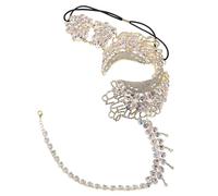 FRCOLOR Maschera Veneziana da Donna in Zircone Decorata Oro, Mezza Maschera Elegante Fascia Elastica Comoda per Feste di Halloween e Carnevale
