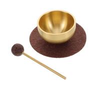 FRCOLOR Mini Ciotola da Canto in Metallo per Meditazione e Viaggio Set di 1 con Martello e Cuscino in Feltro Terapia del Suono e Miglioramento della Profondità Meditativa