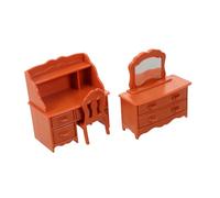 FRCOLOR Mini Tavolo Toeletta con Specchio e Sgabello per Casa delle Bambole Mobili Miniatura da Soggiorno Tavolo Trucco Realistico e Portatile per Giochi Educativi Infantili