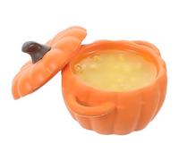 FRCOLOR Miniature Pumpkin Soup Bowls Pottery Style Dollhouse Ornaments For Educational Play For Autumn Harvest Decor
