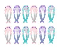 FRCOLOR 12 pezzi fermagli a forma di sirena per ragazze fermagli a scatto in metallo fermagli a forma di cartone animato accessori carini multicolore per bambini piccoli