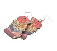 FRCOLOR Orecchini Pendenti a Forma di Libro 3d in Legno Leggero, Gioielli da Insegnante e Club del Libro per Donne e Studentesse, Accessori per Lauree e Ritorno a Scuola
