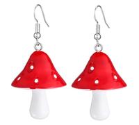 FRCOLOR Orecchini Pendenti Donna Ciondoli Fungo Rossi, Accessori Di Plastica Leggeri e Moda Quotidiana, Regalo Creativo Per Ragazza Moglie Madre