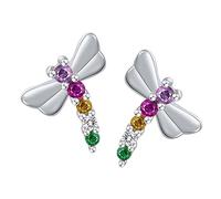 FRCOLOR Orecchini Perno Con Libellula Colorata in Zirconi Statement Earrings Leggeri Per Donne e Ragazze Per Matrimoni Feste e Uso Quotidiano