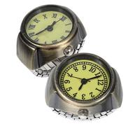 FRCOLOR Orologio Ad Anello Da Donna E Uomo 2 Pezzi Coppia Di Anelli Vintage Elastici Rotondi Con Quadrante Arabo E Romano Orologi 2 In 1 Per Matrimonio Laurea Anniversario