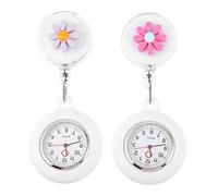 FRCOLOR Orologio da Tasca per Infermieri Daisy Set da 2 Pezzi in Silicone Custodia Protettiva, Orologio da Torace Decorativo per Guardia Infermieristica, Regalo per Medici e Operatori