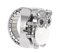 FRCOLOR orologio dal design retrò orologio anello gufo orologio ad anello orologi ad anello polso annata adorn rings attenzione dito squisito orologio da dito Lega di zinco bianca