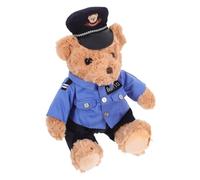 FRCOLOR Orsetto Poliziotto Peluche Morbido Animale Imbottito Uniforme Blu Regalo Decorativo per Bambine e Neonati Ornamento da Camera 25Cm