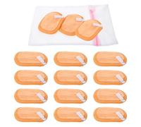 FRCOLOR Panni per Lavare Viso in Doppio Strato 16 Pezzi, Dischetti Struccanti Lavabili Morbidi per Pelli Sensibili, Asciugamani Portatili per Trucco con Borsa per Bucato Arancione,