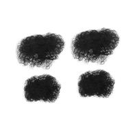 FRCOLOR Parrucca Afro per Bambini 4 Pezzi con Chignon Riccio Nero in Fibra ad Alta Temperatura per Ragazze, Accessorio Costume per Eventi di Dressup e Fotografia