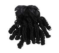 FRCOLOR Parrucca Coda di Cavallo Riccia Retrò, Accessorio per Chioma da Donna, Extension Lunga Naturale Nera per Cosplay e Acconciature Casual