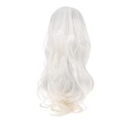 FRCOLOR Parrucca Sintetica Ondulata Per Donna Alta Resistenza Al Calore Accessorio Cosplay Per Feste e Halloween Stile Riccio Bianco