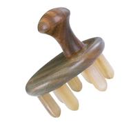 FRCOLOR Pettine Gua Sha per Capelluto in Legno di Sandalo Strumento Massaggiante per Capelluto Sette Denti Rotondi Pettine Massaggiante per Crescita dei Capelli e Rilassamento Muscolare