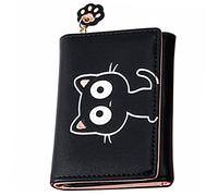 FRCOLOR piccolo portafoglio con cerniera portacarte portatessere gabs portafogli travel wallet portaschede moneta cerniera borsa cambio titolare piccolo portamonete per pu Black