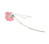 FRCOLOR Pieno di smalto Peony Hairpin forcine per festival cinesi forcina cinese fatta a mano Accessori per in stile cinese fermaglio per hanfu tornante retrò Metallo rosa