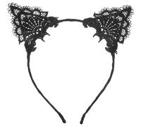 Frcolor Pizzo gatto orecchie cerchietto capelli Hoop copricapo Hairdress per festa in Costume nero