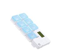 FRCOLOR Portapillole Grande Capacità 7 Scomparti Temporizzato Allarme Ripetuto Coperchi Trasparenti Colorati Facile Apertura senza Batterie (Azzurro)