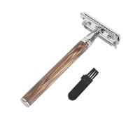 FRCOLOR Rasoio Manuale Rasoio di Sicurezza Leggero Manico in Bambù per Barba Strumento Professionale e Lama Doppia per Casa e Salone per Chioma Fini e Barba