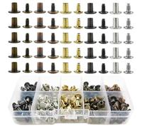 FRCOLOR Rivetti Metallici 150 Set per Pelle e Abbigliamento | Kit di Rivetti, Uso in Legatoria e Sartoria, Finitura Ferro, 5 Colori Assortiti