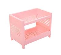 FRCOLOR Scaffale da Cucina Organizer Salvaspazio in Plastica Pp a Doppio Strato Rosa per Accessori e Spezie, per Stoccaggio Sotto Lavello e Mensole