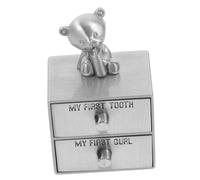 FRCOLOR Scatola Porta Denti da Latte in Metallo con Cassetto Organizer Primo Dente e Ricciolo per Scatolina Ricordi Keepsake Box per Cameretta Colore Anticato