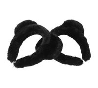 FRCOLOR Set 2 Pezzi Fasce per Chioma Orecchie da Orso in Peluche Morbido Nero, Cerchietti Pelosi per Feste Cosplay, Carnevale e Travestimenti per Adulti