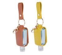 FRCOLOR Set 2 Pezzi Portabottiglie Da Viaggio 30ml in Pu Con Portachiavi e Tappo, Custodia Per Flaconi Liquidi Ricaricabili Per Sapone, Shampoo e Lozione, Accessori Portatili Per Viaggi e Quotidiano