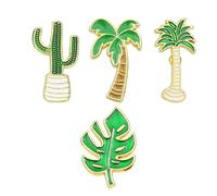 FRCOLOR Set 4 Spille da Balia a Forma di Cactus, Palma e Monstera in Lega, Accessori Colorati per Donne e Ragazze, per Abbigliamento Quotidiano e Occasioni Speciali come Matrimoni e Feste