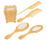 FRCOLOR Set 5 Pezzi Portaspazzole per Chioma con Pettine Specchio e Spazzola Districante per Salone Parrucchiere, Organizzatore Cosmetici da Tavolo per Styling Professionale e Uso Personale