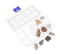 FRCOLOR Set Campioni di Rocce Minerali con 10 Pezzi per Kit Educativo Geologia per Scuola Elementare con Scatola Portatile e Guida Raccolta Didattica di Pietre Naturali per Lezioni e