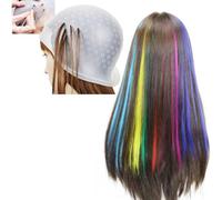 FRCOLOR Set da 3 Cuffie per Chioma in Silicone Riutilizzabili con Uncini Metallici per Tintura, Cappello Colorante Bianco Sagomato per Saloni, Strumenti Professionali per Evidenziazione
