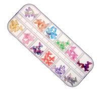 FRCOLOR Set Di 12 Ciondoli Per Unghie A Forma Di Farfalla Con Scomparti Decorazioni in Acrilico 3d Per Nail Art Mini Gemme Per Accessori Per Manicure