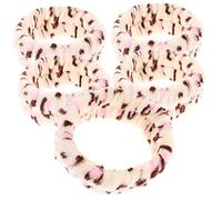 FRCOLOR Set Di Fascia E Polsiera Per Il Lavaggio Del Viso Con Stampa Leopardata - 5 Pezzi - Fascia Per La Della Pelle - Fascia Per La Spa - Morbida Elastica E Confortevole