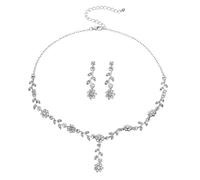 FRCOLOR Set Gioielli da Sposa Collana e Orecchini Lucenti Leggeri e Comodi Accessori Brillanti per Matrimoni e Cerimonie Design Creativo e Finitura Liscia