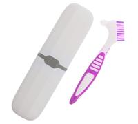 FRCOLOR Set Spazzolino per Dentiere da Viaggio con Custodia Igienica Compatta, Spazzolino Bifacciale Antiscivolo la Pulizia Protesi e Dispositivi di Contenzione