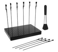 FRCOLOR Set Supporto Base in Metallo per Pittura Modellismo con Morsetti a Coccodrillo Pieghevoli e Spazzola la Pulizia, Porta Memo Stabile per Parti di Modellazione e Aerografo