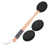 FRCOLOR Spazzola da Bagno Applicatore Versatile per Massaggio e Pulizia con Manico in Legno e Eva Nero con Teste Sostituibili per Lozione Posteriore
