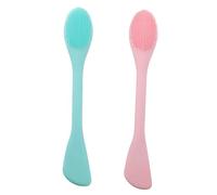 FRCOLOR Spazzola Doppia in Silicone 2 Pezzi per Pulizia Viso Profonda e Circolazione Sanguigna, Design Liscio e Rotondo per Maschera Fai-da-te e Detergente Quotidiano