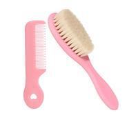 FRCOLOR Spazzola per Capelluto Setole Morbide per Pulizia Profonda e Massaggio, in Legno e Lana, Rosa, 2pezzi, per Neonati e Bambini
