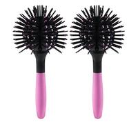 FRCOLOR Spazzole per Chioma Rotonde 3d Massaggianti Resistente al Calore Set 2 Pezzi per Styling e Asciugatura Chioma Ricci Uso Domestico e Salone