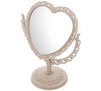 FRCOLOR Specchio double face specchio per il trucco a forma di cuore specchio vanità con piano girevole a 360 gradi Specchio delicato doppio supporto camera da letto tavolo superiore
