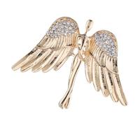 FRCOLOR Spilla da Giacca a Forma di Piume D'angelo in Lega di Zinco Strass Oro, Decorazione Elegante per Abiti Uomo e Donna Adatta a Varie Occasioni