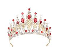 FRCOLOR Sposa Barocco Capelli Rosso E Da Sposa Accessori Corone Donna Tiara Vintage Lega Copricapo Sposa per Tiaras Strass Regina Donne Signora K