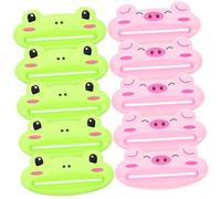 FRCOLOR Spremi-dentifricio Manuale Portatile a Forma di Animali Cartoni Animati, Set da 10 Pezzi Piccolo Dispenser per Dentifricio Compatto e Leggero, Accessorio Pratico per Bagno